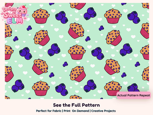 Blueberry Muffin Craze Seamless Pattern | Digital Paper