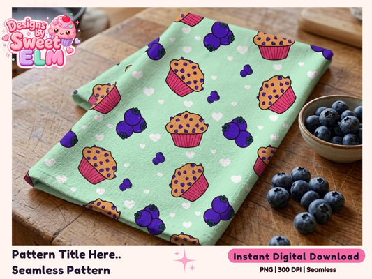 Blueberry Muffin Craze Seamless Pattern | Digital Paper